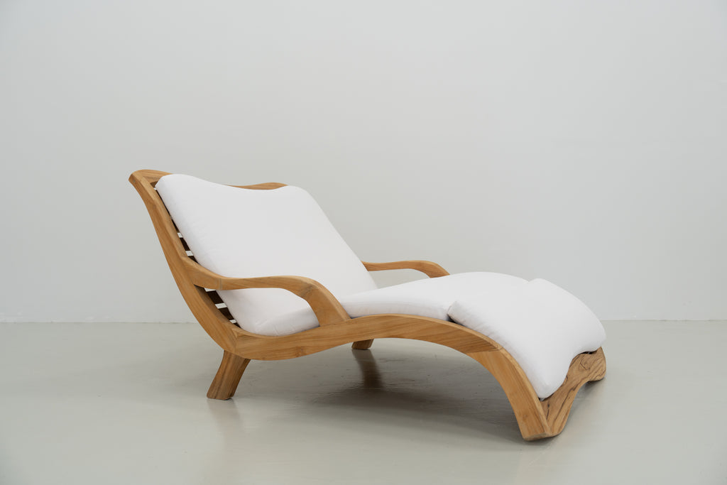 Oceana Wave Teak Lounger Perspective View 6