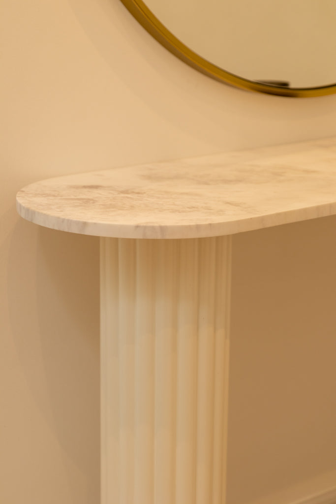 Oval Marble Console Table Perspective View 2