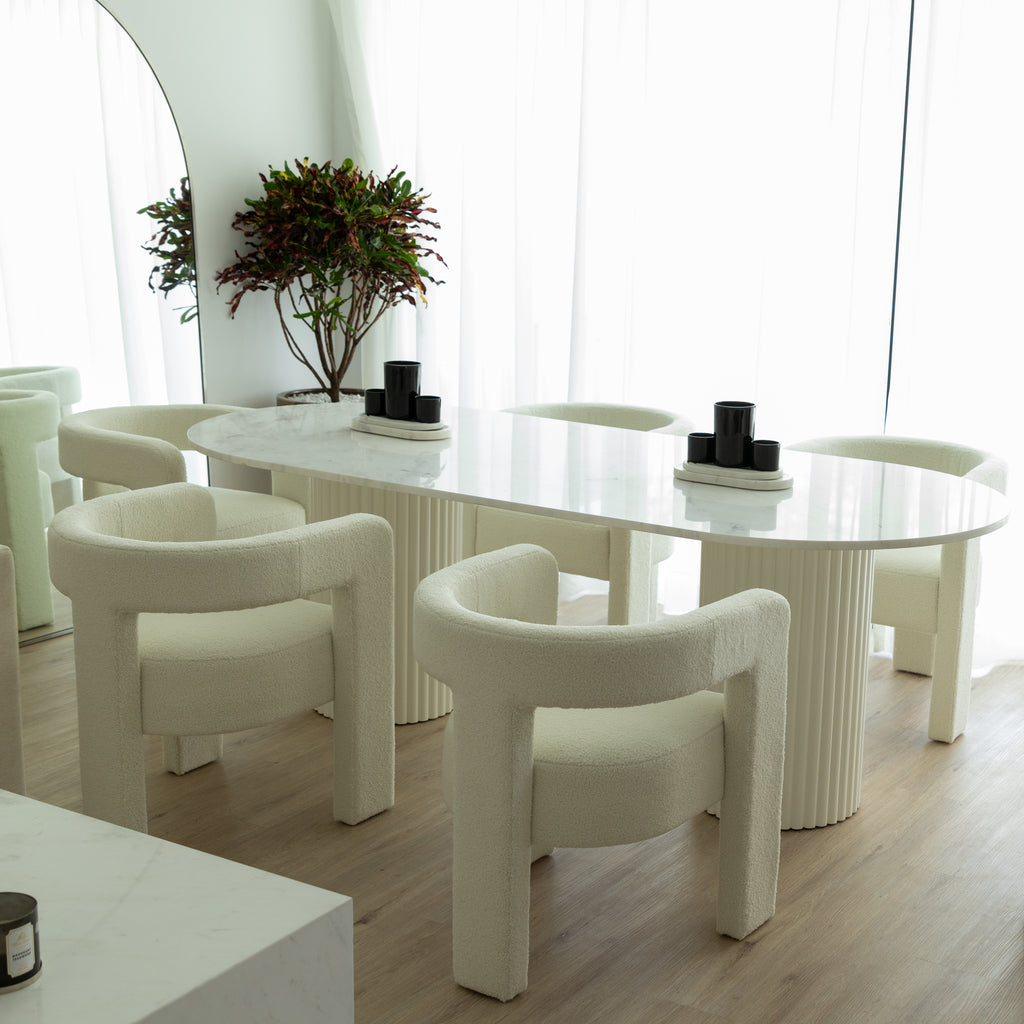 Oval Marble Dining Table Perspective View 11