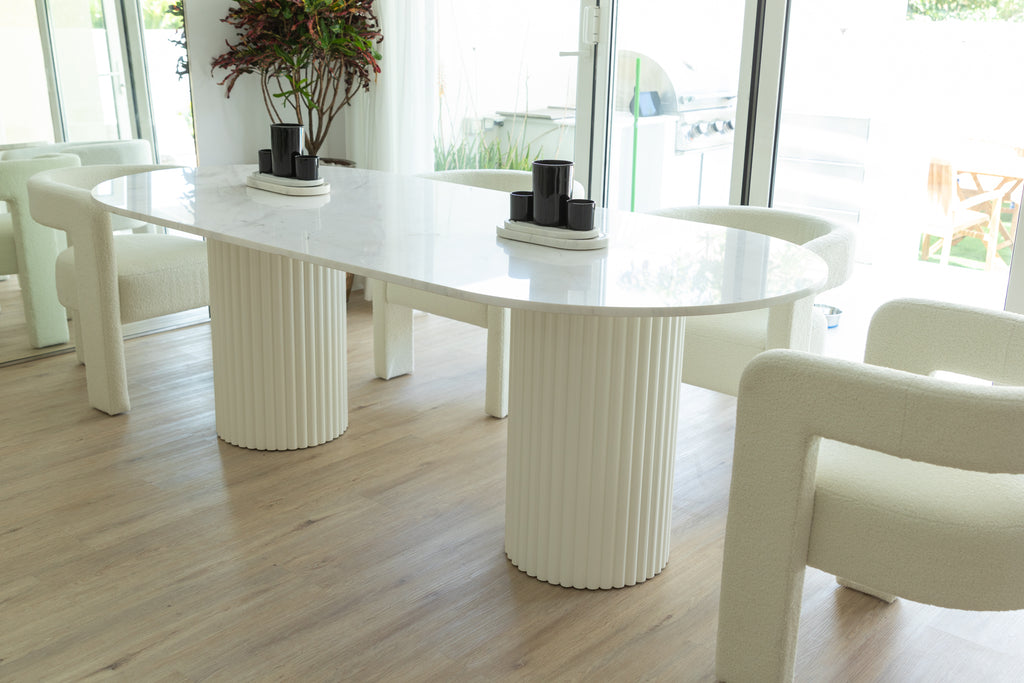 Oval Marble Dining Table Perspective View 12