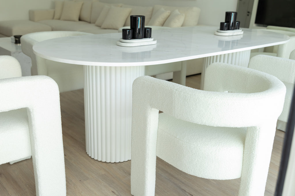 Oval Marble Dining Table Perspective View 14