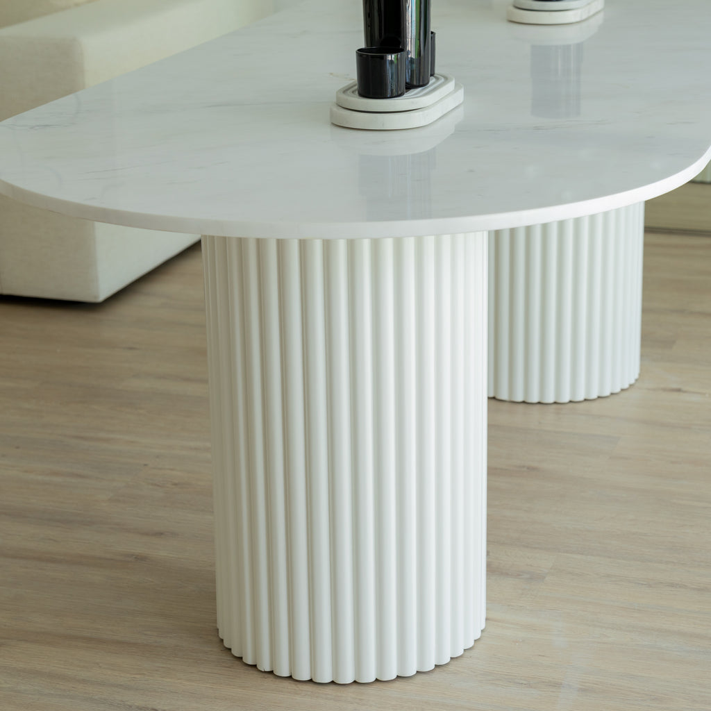 Oval Marble Dining Table Perspective View 5
