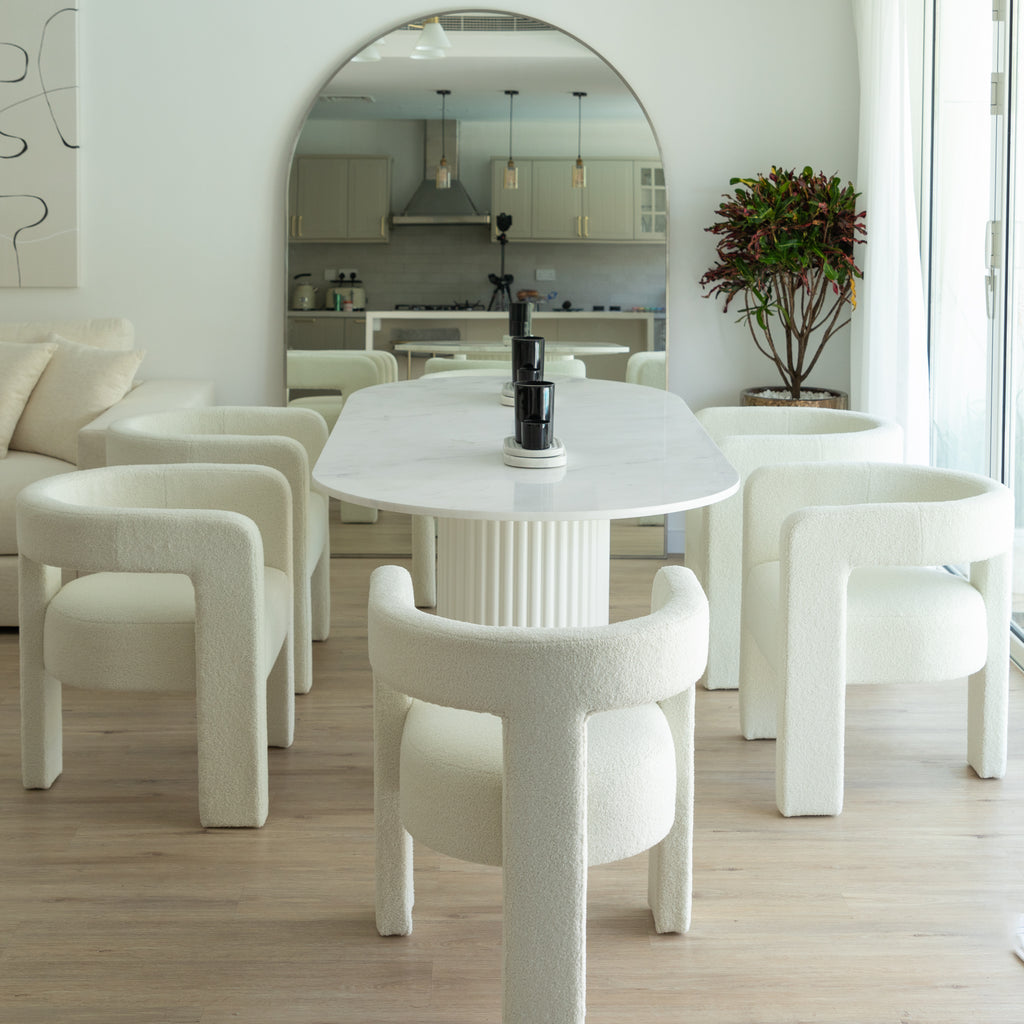 Oval Marble Dining Table Perspective View 8