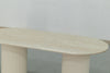 Oval Travertine Dining Table Detailed Top Texture View 1