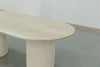 Oval Travertine Dining Table Detailed Top Texture View 3