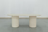 Oval Travertine Dining Table Front View 1