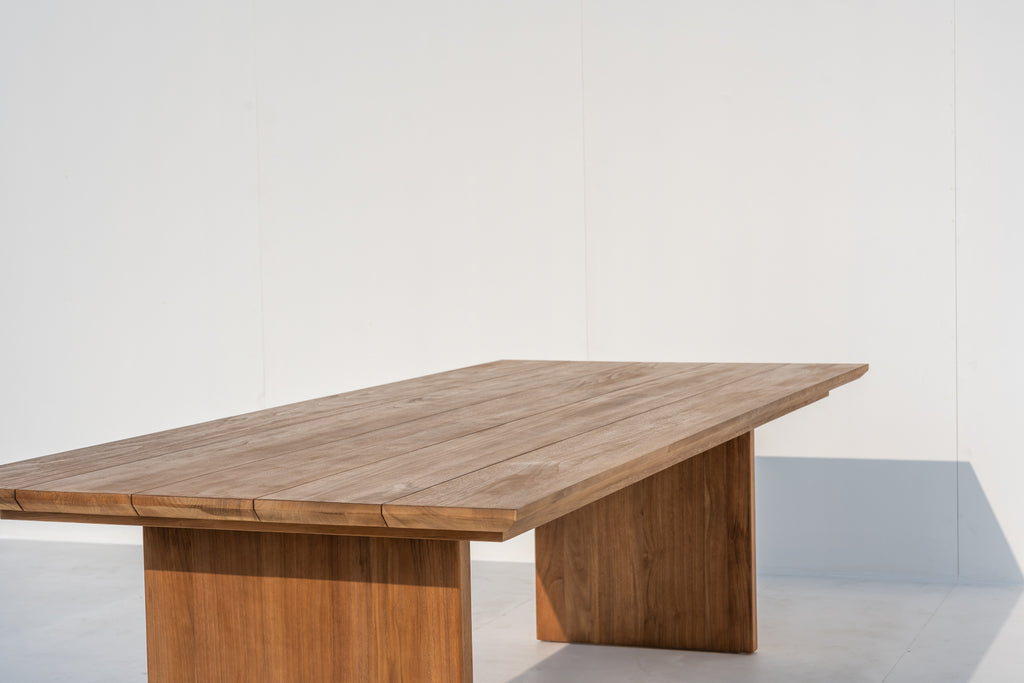 Pacific Outdoor Teak Wood Dining Table Side view