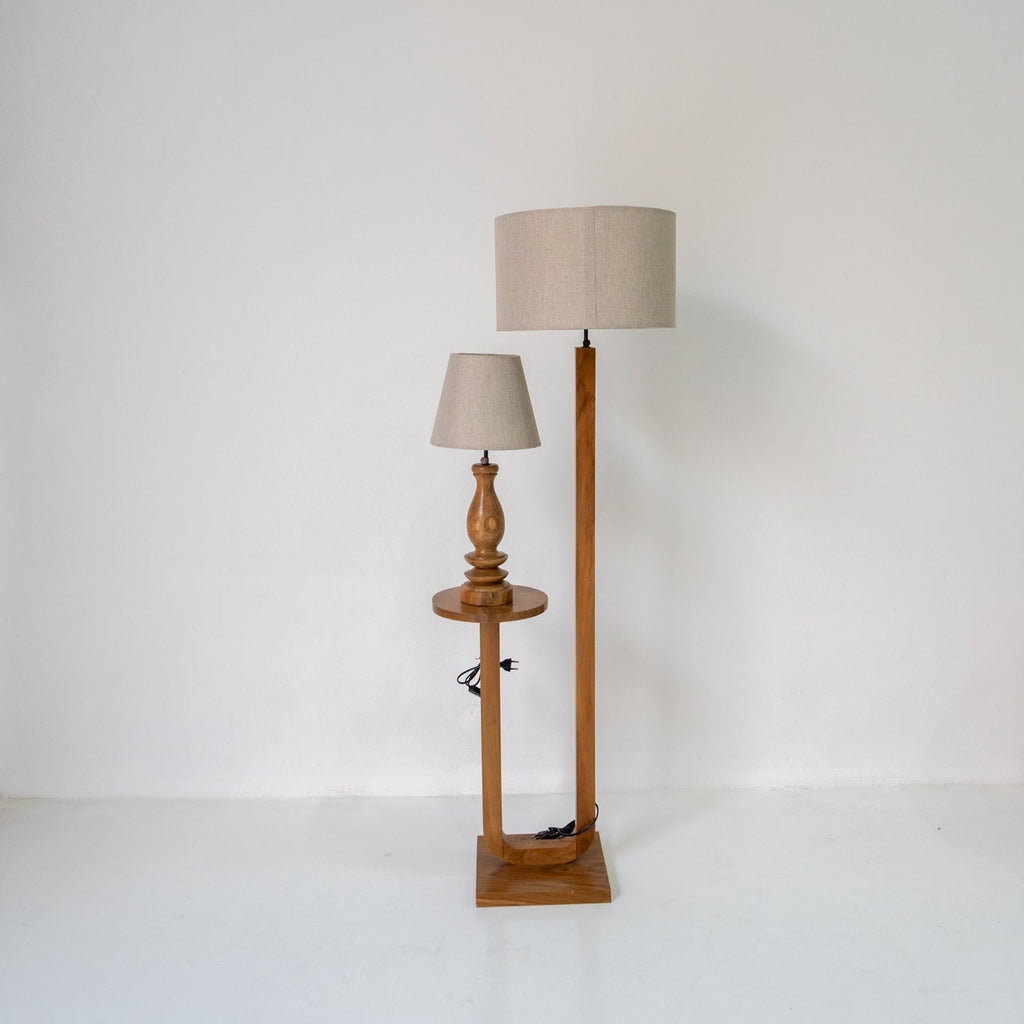 Portside Floor Lamp With Side Table Perspective View 3
