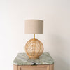 Rattan Globe Bedside Table Lamp Front Perspective View 2