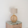 Rattan Globe Bedside Table Lamp Perspective View 1