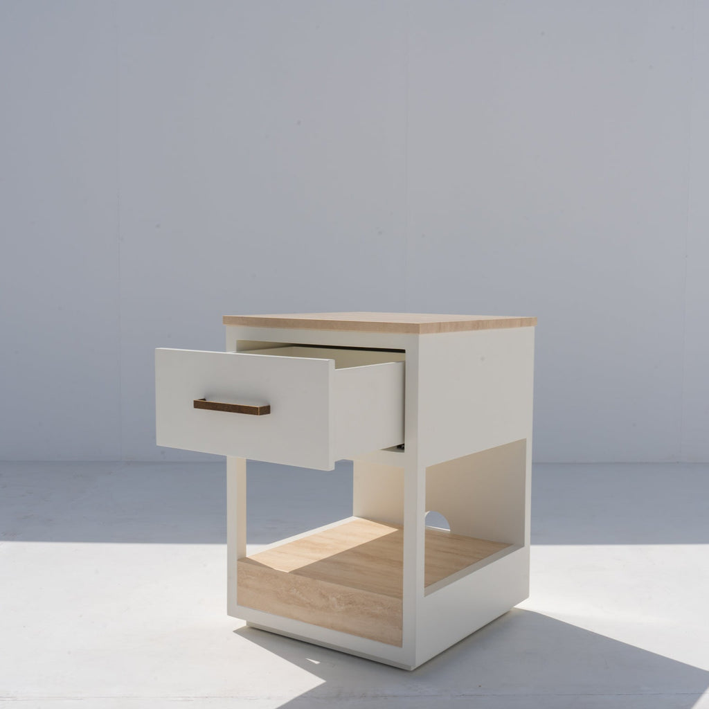 Riviera Travertine Bedside Table Side view 2