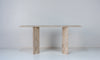 Roma Travertine Console Table Front Perspective View 4