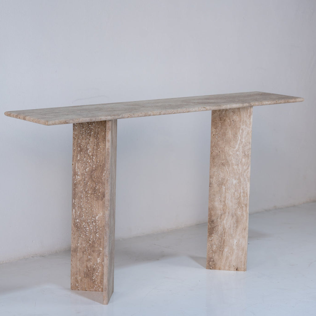 Roma Travertine Console Table Perspective View 1