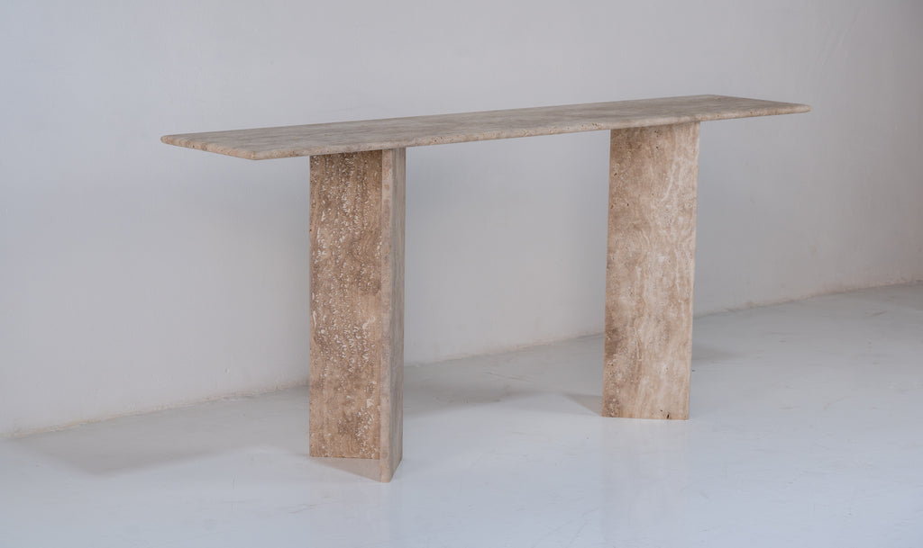 Roma Travertine Console Table Perspective View 2