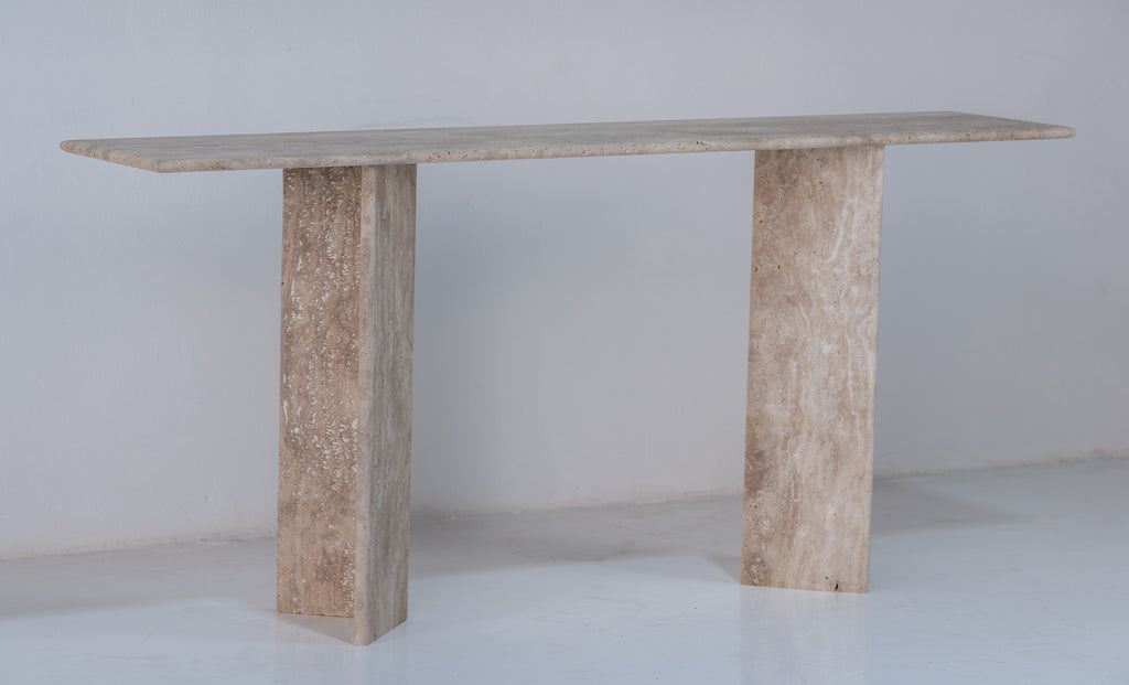 Roma Travertine Console Table Perspective View 3