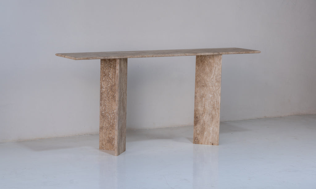 Roma Travertine Console Table Perspective View 4
