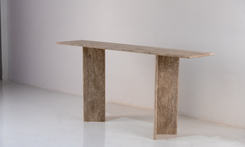 Roma Travertine Console Table Perspective View 5