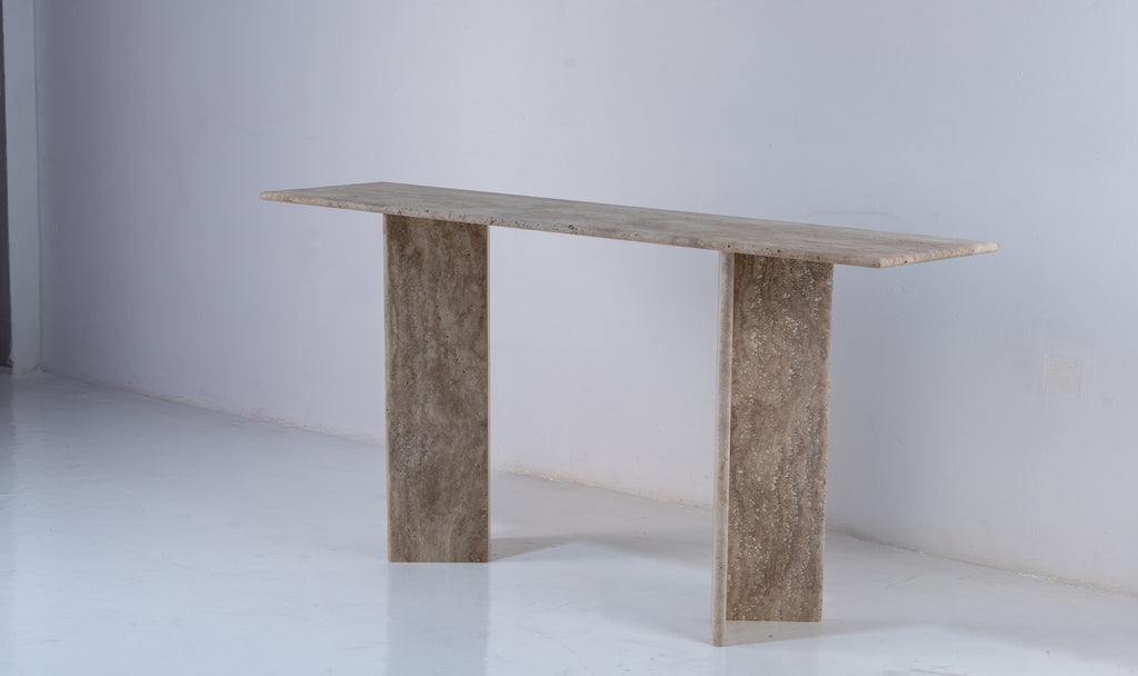 Roma Travertine Console Table Perspective View 6