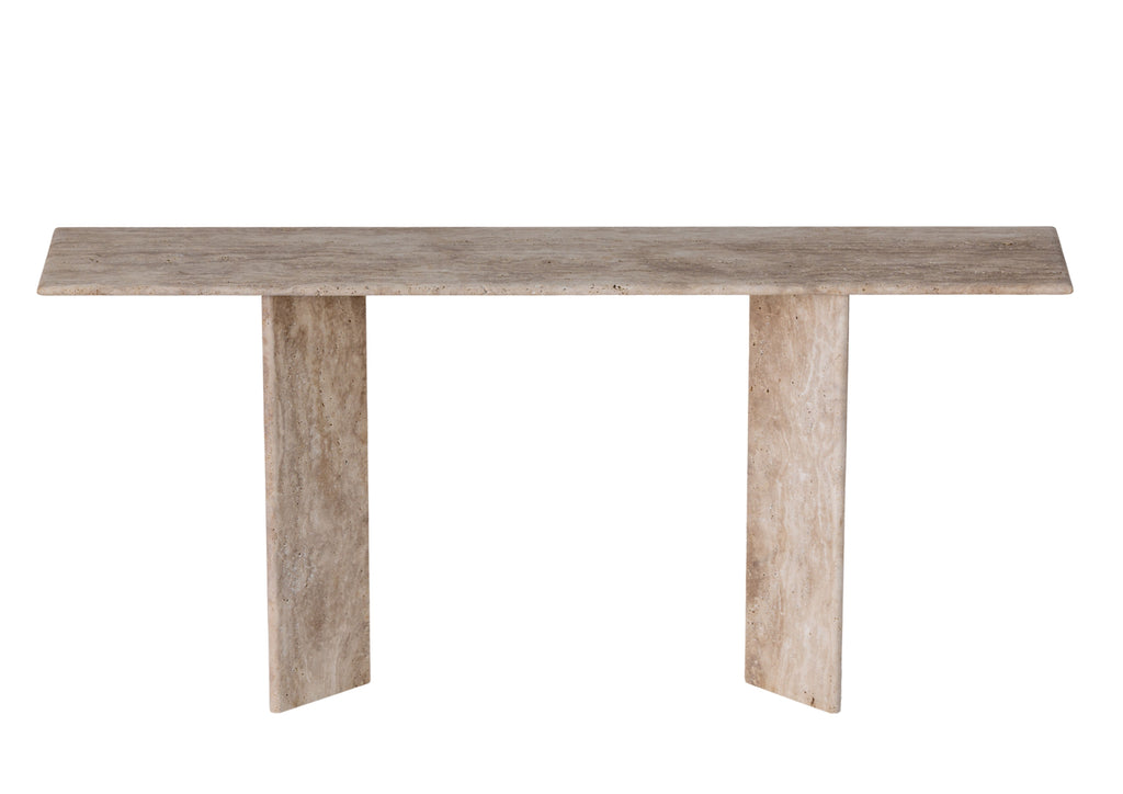 Roma Travertine Console Table White Background View 1