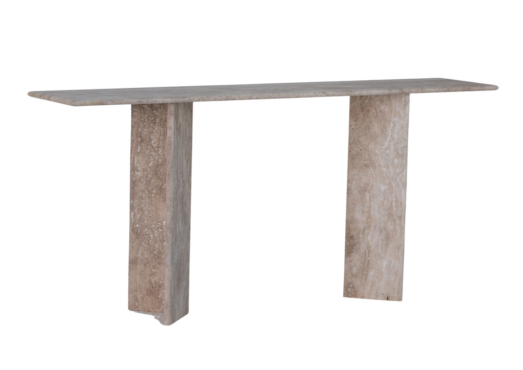 Roma Travertine Console Table White Background View 2