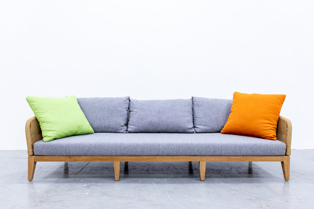 Rope & Teak Sofa 3-seater Front view