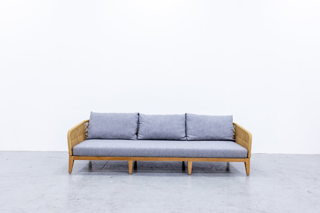 Rope & Teak Sofa 3-seater Front view