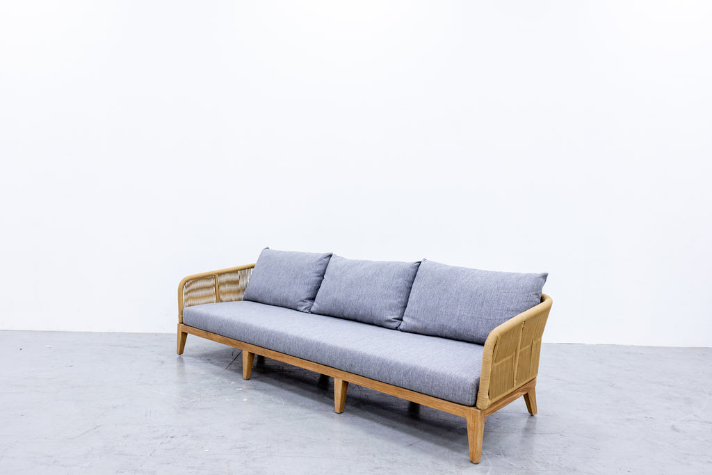 Rope & Teak Sofa 3-seater Side view 