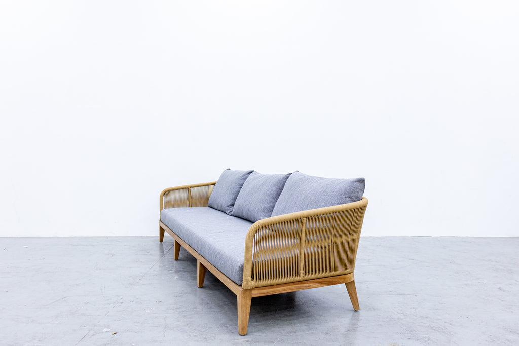 Rope & Teak Sofa 3-seater Side view 