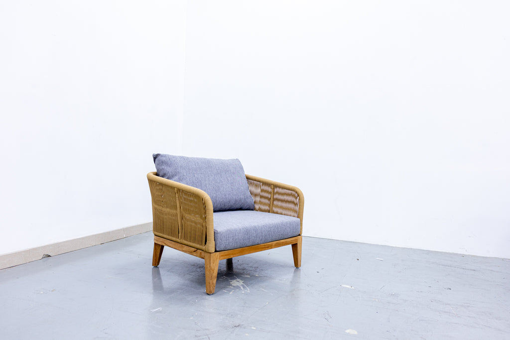 Rope & Teak Sofa single seater SIde view 
