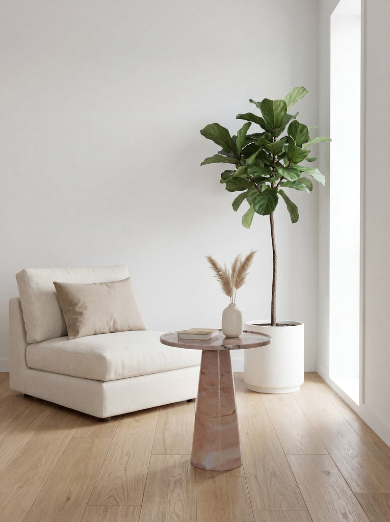 Rosé Marble Side Table Indoor Perspective View 1