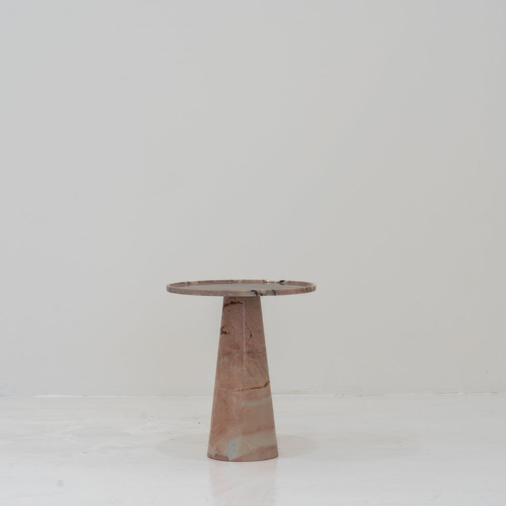 Rosé Marble Side Table Front Perspective View 2