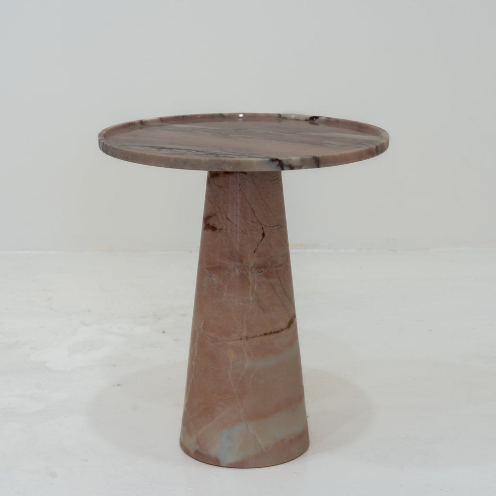 Rosé Marble Side Table Front Perspective View 3