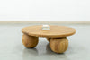Round Teak Ball Base Coffee Table