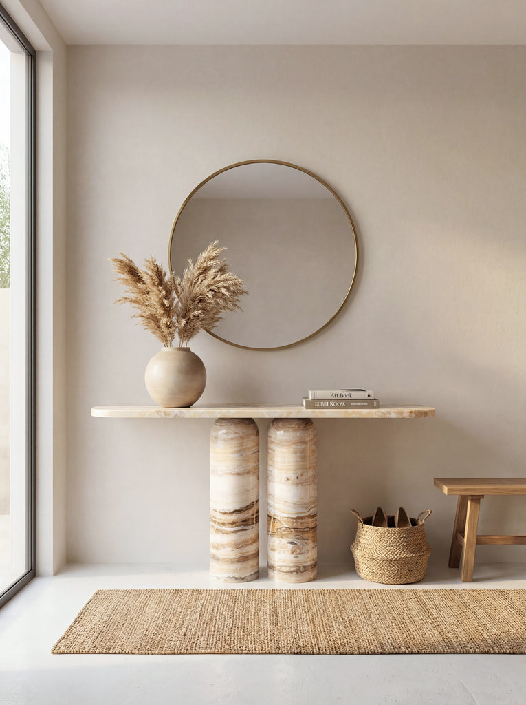 Sahara Onyx Console Table Indoor Perspective View 3