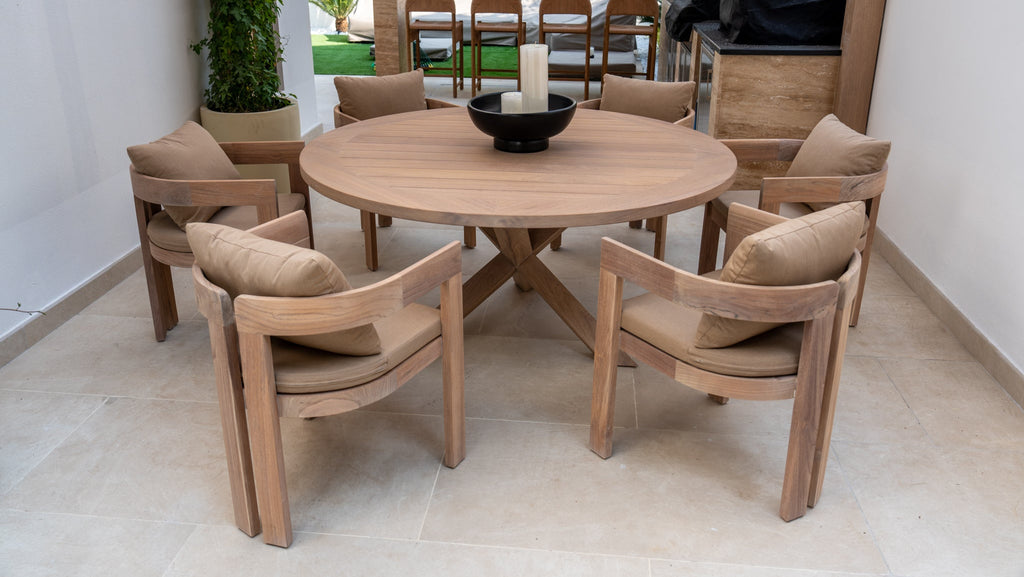 Savanna Round Teak Dining Table Customer Home