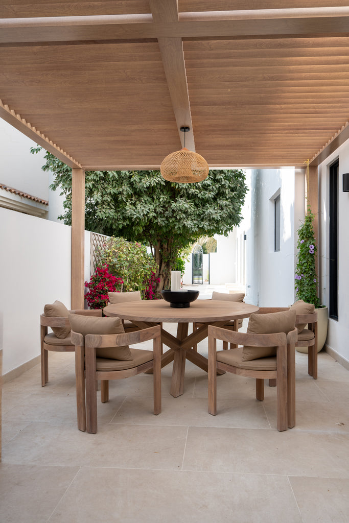 Savanna Round Teak Dining Table Customer Home