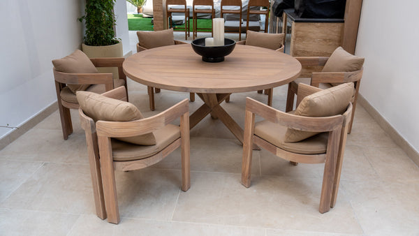 Savanna Round Teak Dining Table Customer Home