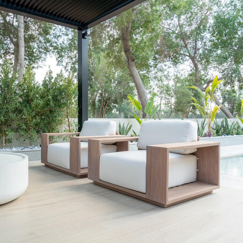 Sereno Teak Lounge Single Seater Sofa