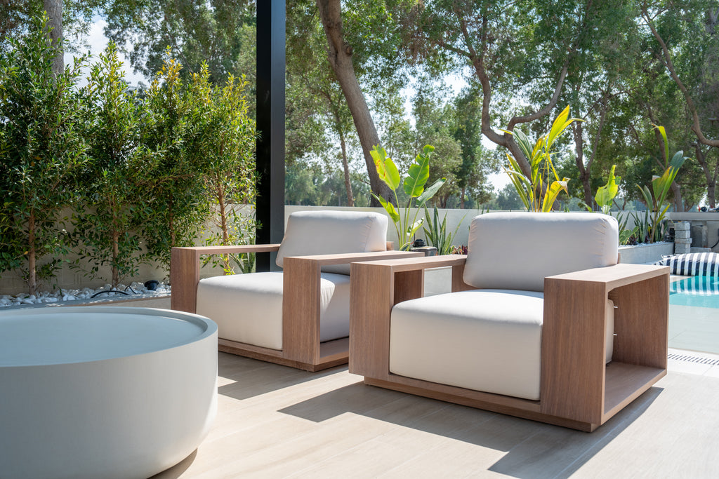 Sereno Teak Lounge Single Seater Sofa Customer Home