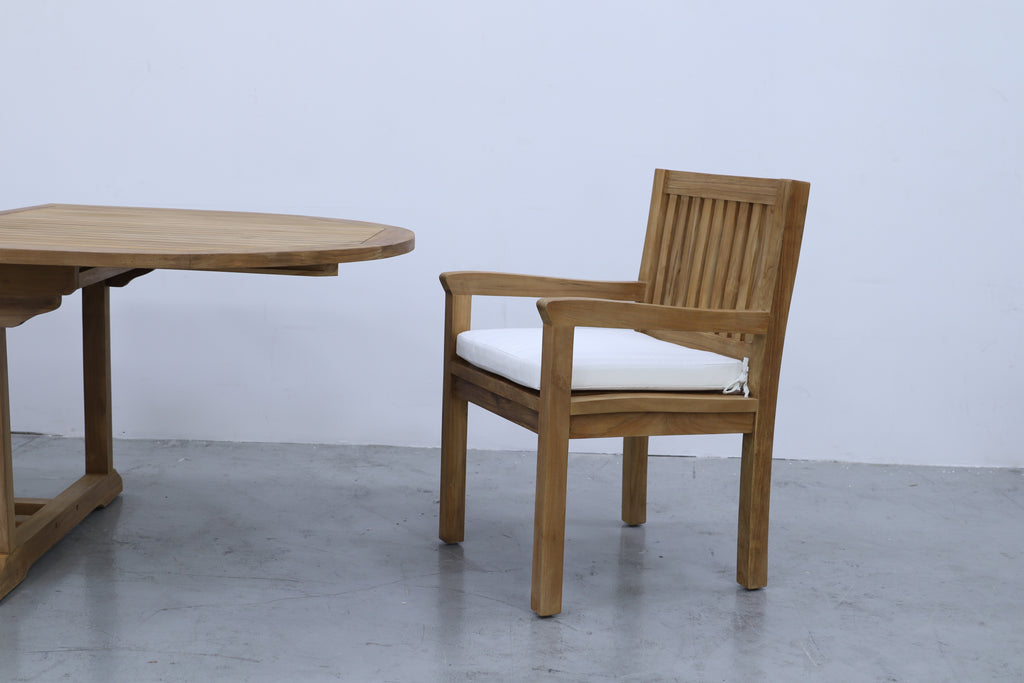 Sherborne Teak Arm Chairs Side view 4