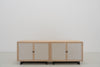 Shoreline Oak & Linen Media Console Front Perspective View 04