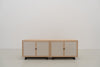 Shoreline Oak & Linen Media Console Front Perspective View 05
