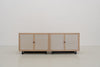 Shoreline Oak & Linen Media Console Front Perspective View 06