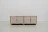 Shoreline Oak & Linen Media Console Front Perspective View 07