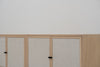 Shoreline Oak & Linen Media Console Perspective View 03