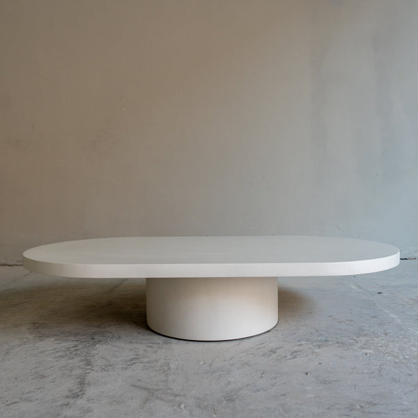 Soothe Oval Micro Cement Coffee Table Front View 1
