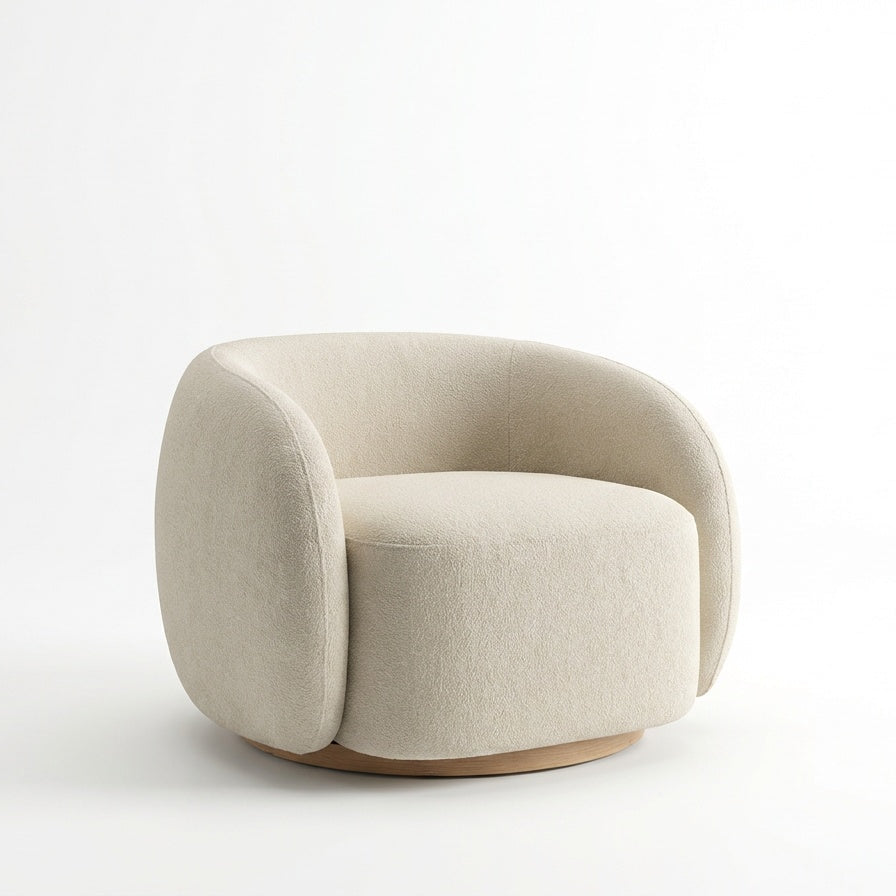 Sora Bouclé Lounge Chair Perspective View 1