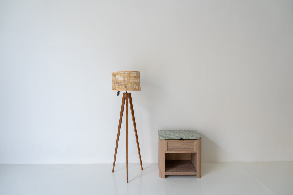 Sorrento Marble & Oak Nightstand – Cipollino Green Perspective View 12