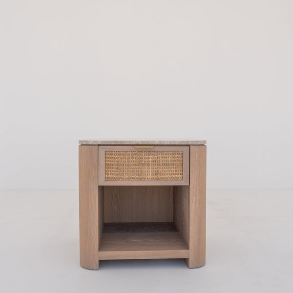 Sorrento Marble & Oak Nightstand Front View 1