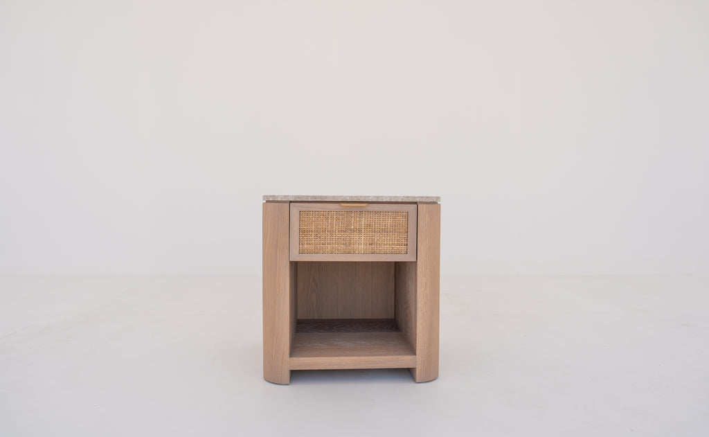 Sorrento Marble & Oak Nightstand Front View 2